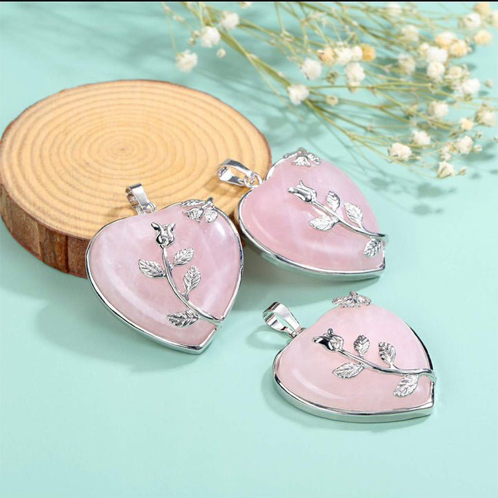 Olivenorma Heart Shaped Rose Gemstone Necklace - image 3