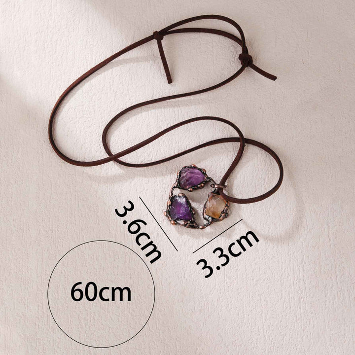 OlivenormaNatural Rough Stone Irregular Pendant Leather Rope Necklace - image 9