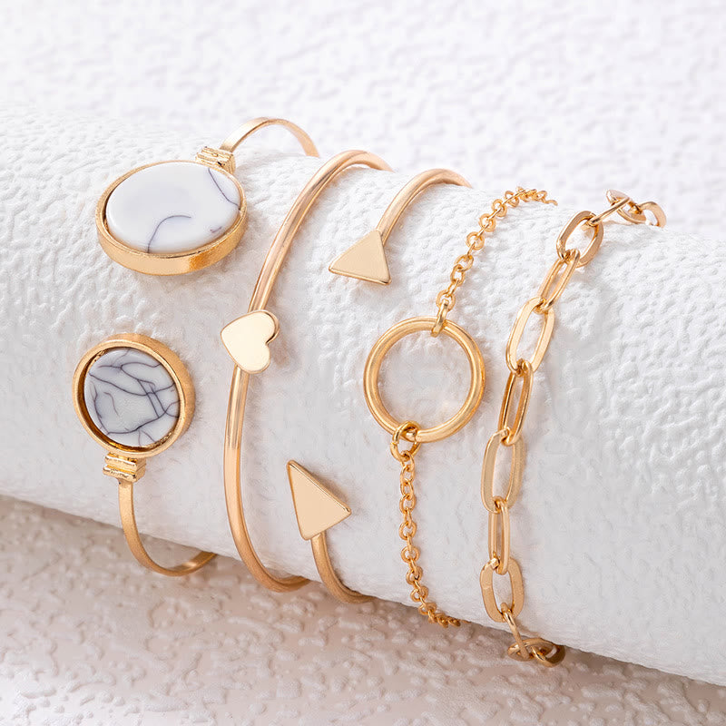 Olivenorma Natural Stone Alloy Five Piece Open Bracelet Set - image 1