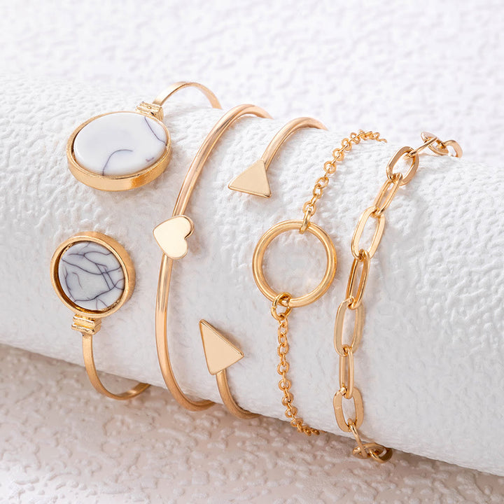 Olivenorma Natural Stone Alloy Five Piece Open Bracelet Set - image 1