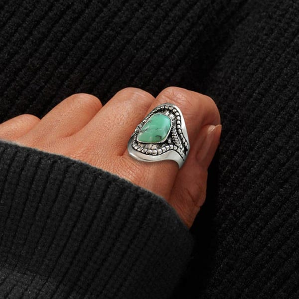 Olivenorma Vintage Large Turquoise Ring - image 1