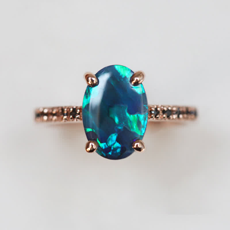 Olivenorma Sapphire With Opal 3 - Piece Ring Set - image 9