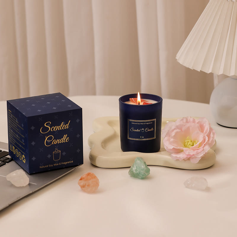 Olivenorma Blue Glass Bottle Crystal Scented Candle - image 13