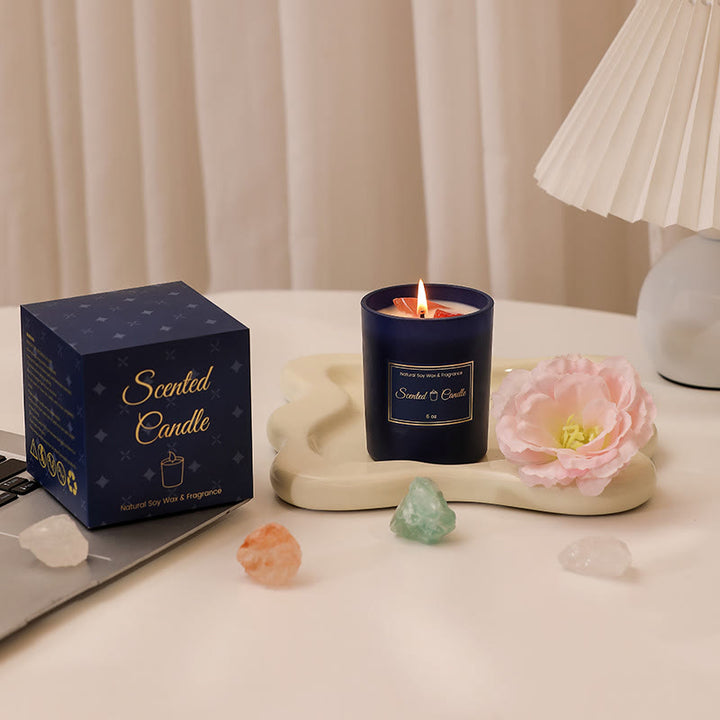 Olivenorma Blue Glass Bottle Crystal Scented Candle - image 13