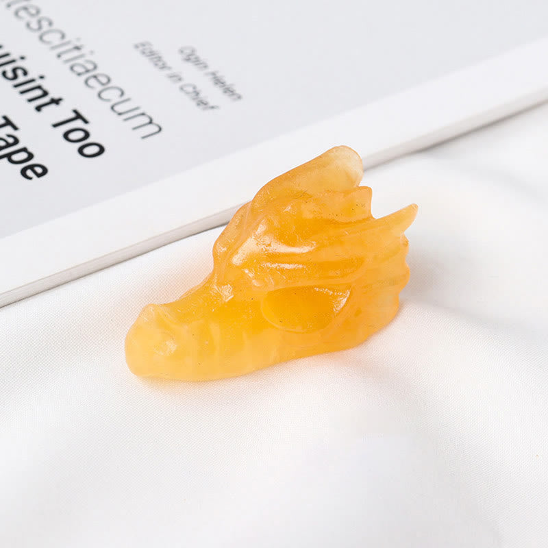Olivenorma 1.5Inch Crystal Dragon Skull Statue Gemstone Decoration - Yellow Aventurine - image 3