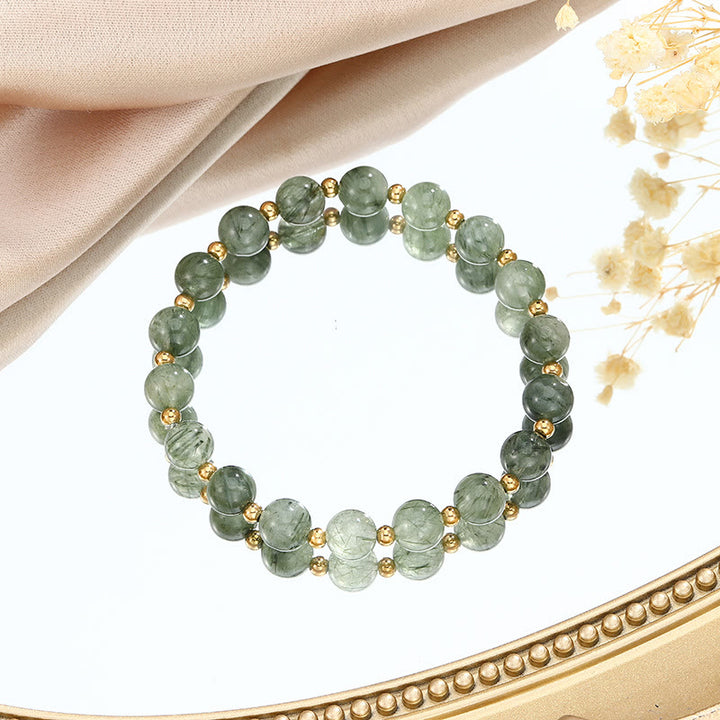 Olivenorma Green Strawberry Rutilated Quartz Tree of Life Bracelet Set - 7-7.5mm Green Rutilated Quartz Bracelet Set - image 6