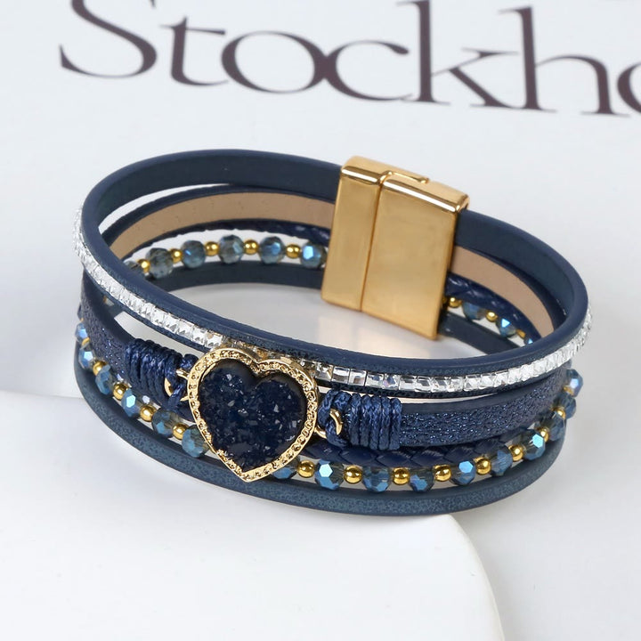 Olivenorma Heart Shape Cluster Multilayer Braided Leather Bracelet - image 21