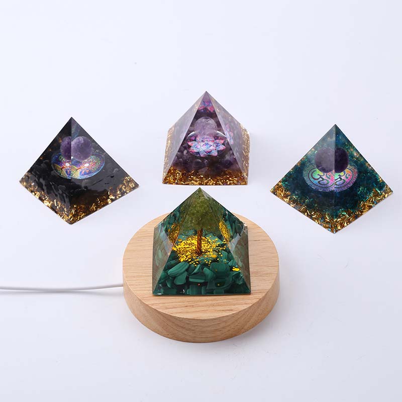 Olivenorma USB Pyramid Light Base Wooden Display Lamp Holder - image 1