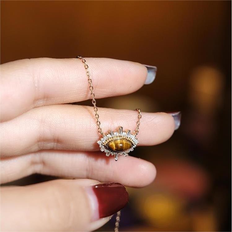 Olivenorma Natural Tiger Eye Palace Style Clavicle Necklace - image 8