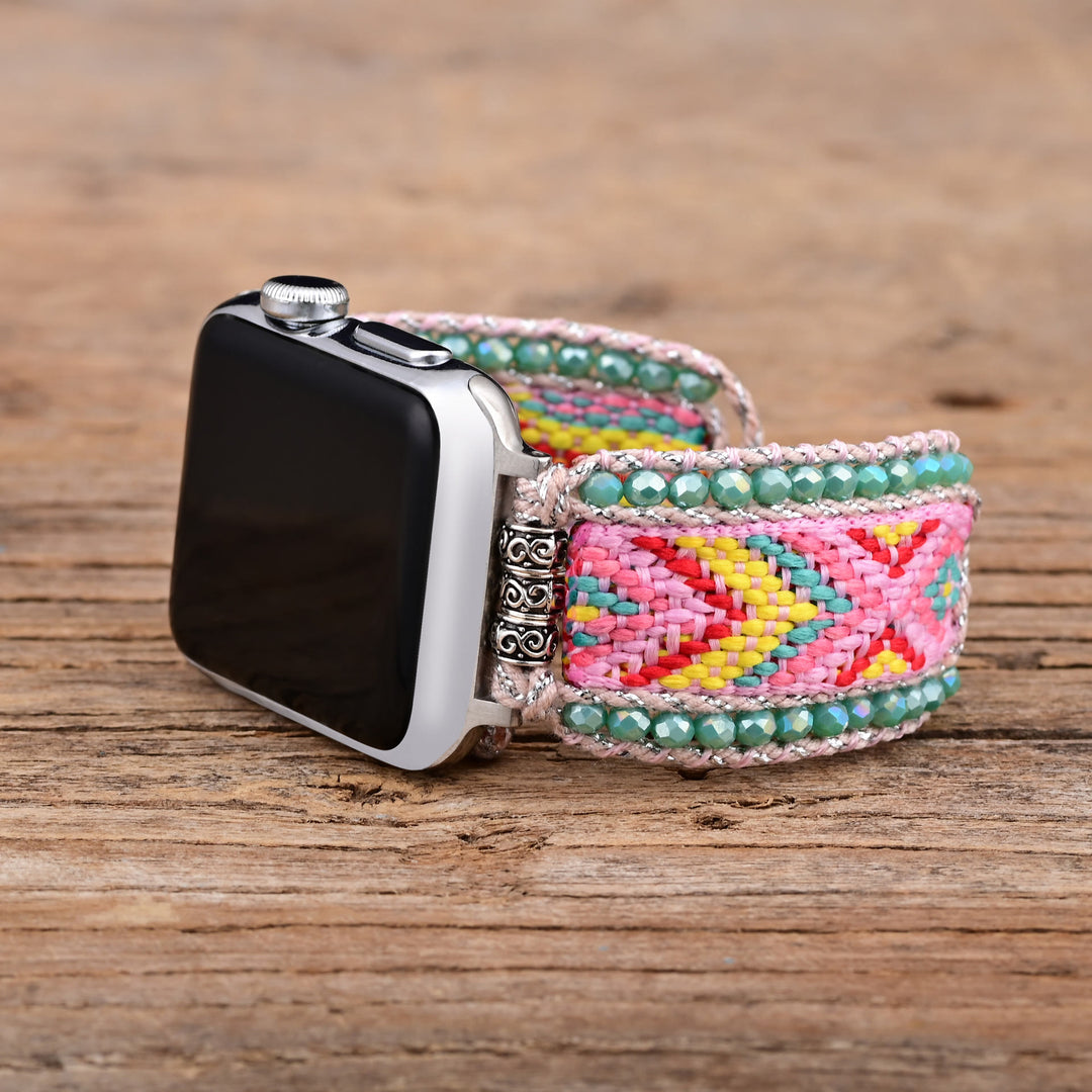 Olivenorma Amazonite Pink Nylon Braided Apple Watch Strap - image 2