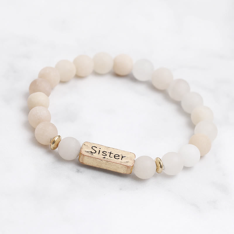 Olivenorma Natural Gemstone Sister Engraving Bracelet - image 9