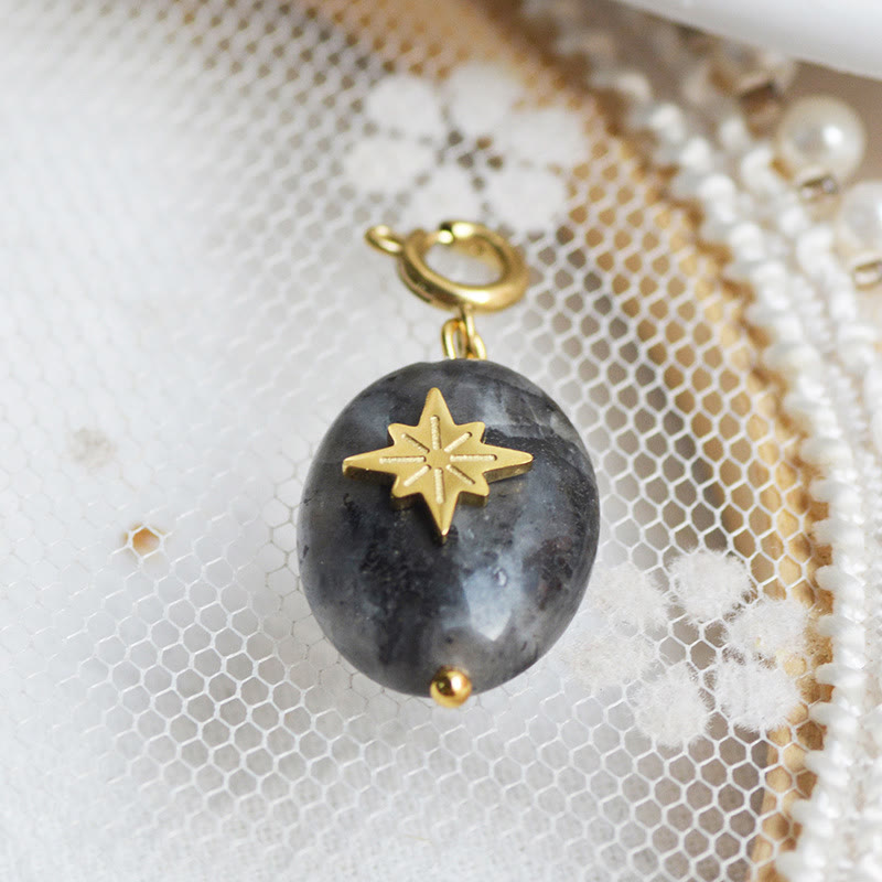 Olivenorma Geometric Round Or Water Drop Crystal Gold Pendant Necklace - Labradorite & Anise Star - Necklace #5 - image 10