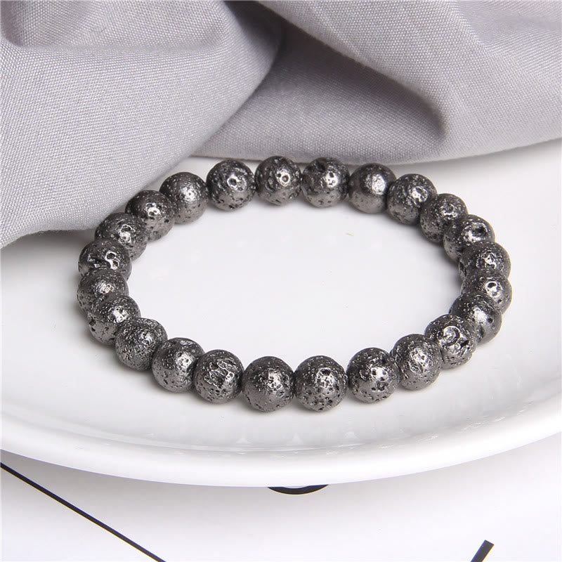 Olivenorma Plated Lava Stone 8mm Beaded Men Bracelet - image 2