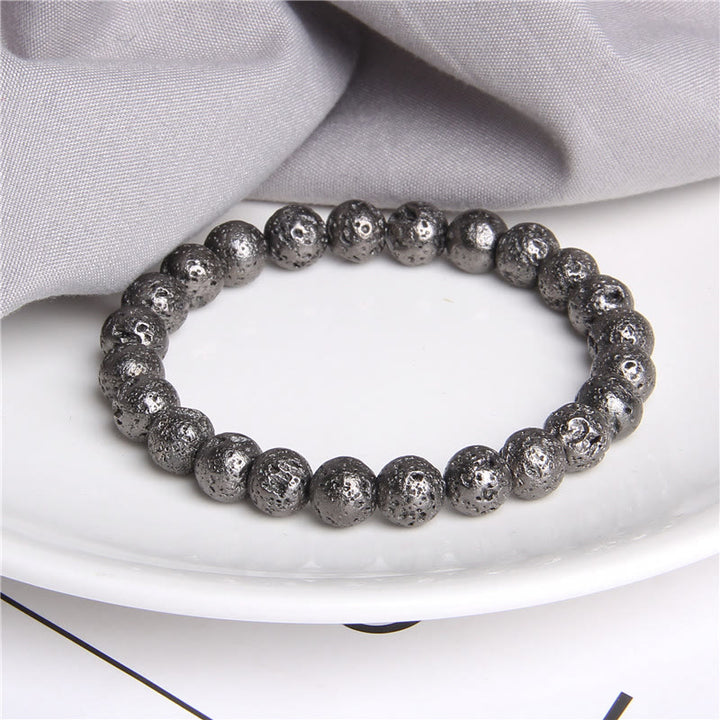Olivenorma Plated Lava Stone 8mm Beaded Men Bracelet - image 2
