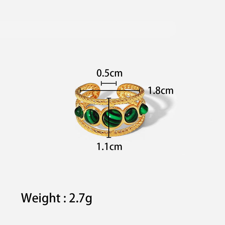 Olivenorma Gold Green Natural Malachite Open Ring Set - Malachite#5 - image 14