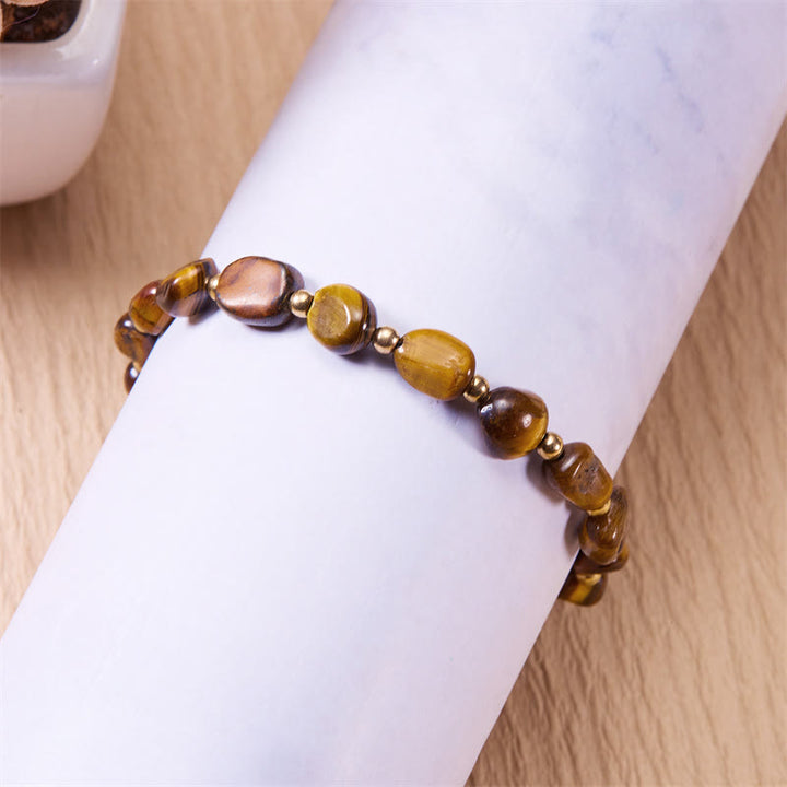 Olivenorma Natural Irregular Stone Beads Hand Woven Bracelet - image 6