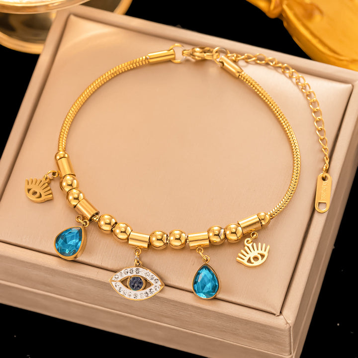 Olivenorma Gilded Turquoise Evil Eye Fantasy Wrap Bracelet Necklace - image 8