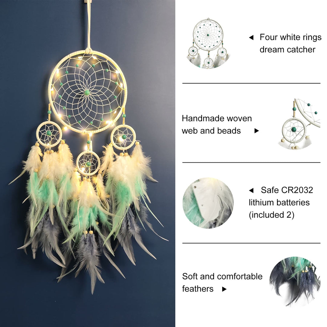 Olivenorma Indian Style Three Ring Feather Dream Catcher - image 18