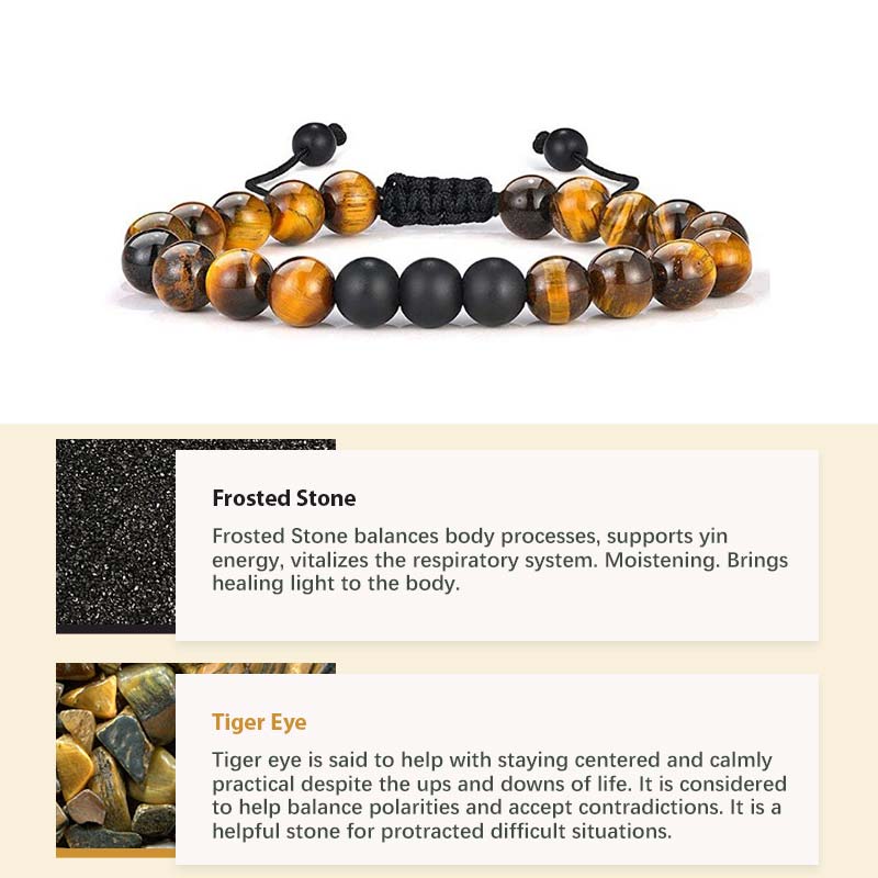 Natural Crystal Stone Healing Bracelet - Tiger Eye&Frosted Stone - image 1