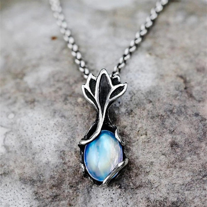 Olivenorma Vintage Lotus Flower Moonstone Necklace - Moonstone - image 0