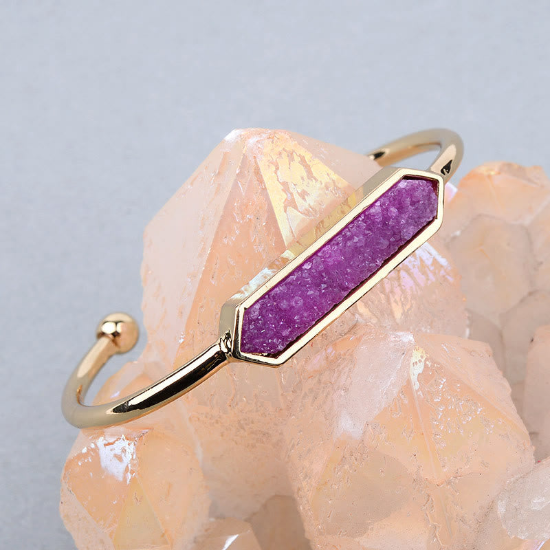 Olivenorma Natural Crystal Cluster Metal Copper Cuff Bracelet - image 11