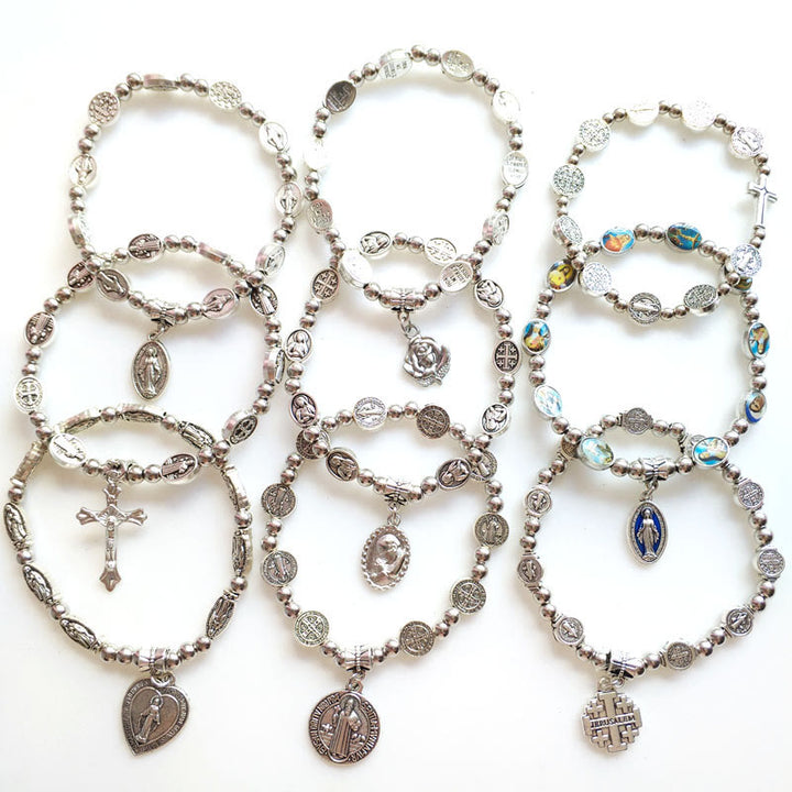 Olivenorma Acrylic Crystal Stretch Wire Alloy Christianity Cross Bracelet - image 10