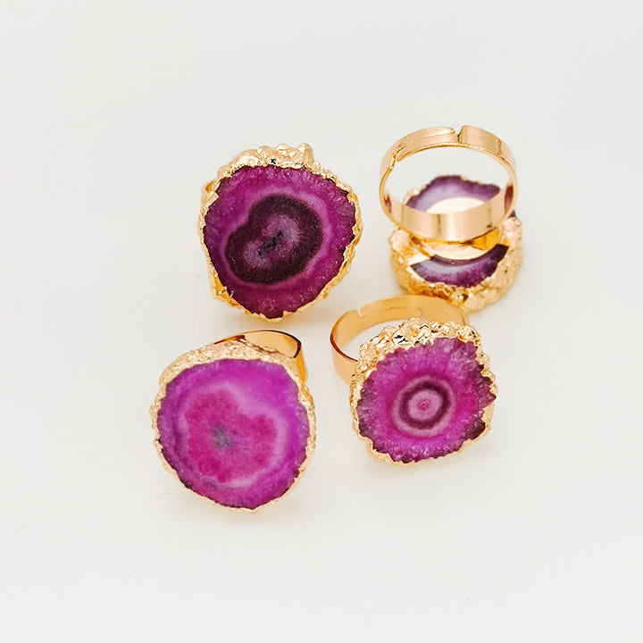 Olivenorma Natural Crystal Sunflower Adjustable Gemstone Ring - Pink Crystal - image 5