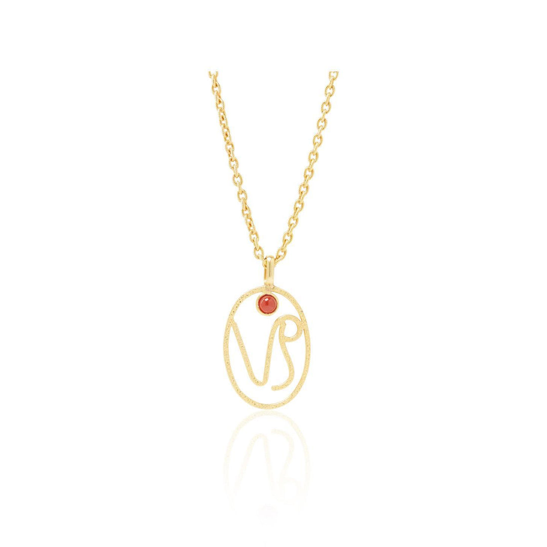 Olivenorma Hollow Zodiac Rune Birthstone Necklace - Capricorn &Ruby Quartz - image 18