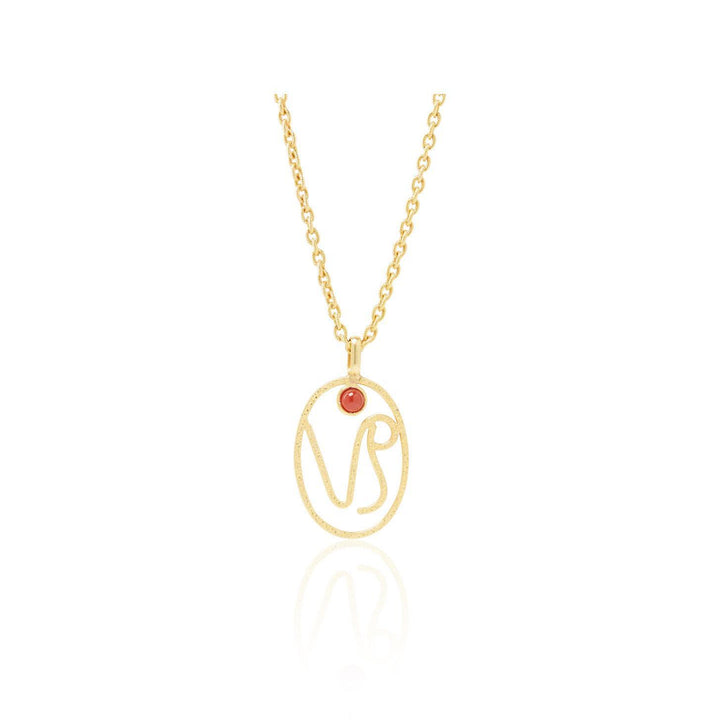 Olivenorma Hollow Zodiac Rune Birthstone Necklace - Capricorn &Ruby Quartz - image 18
