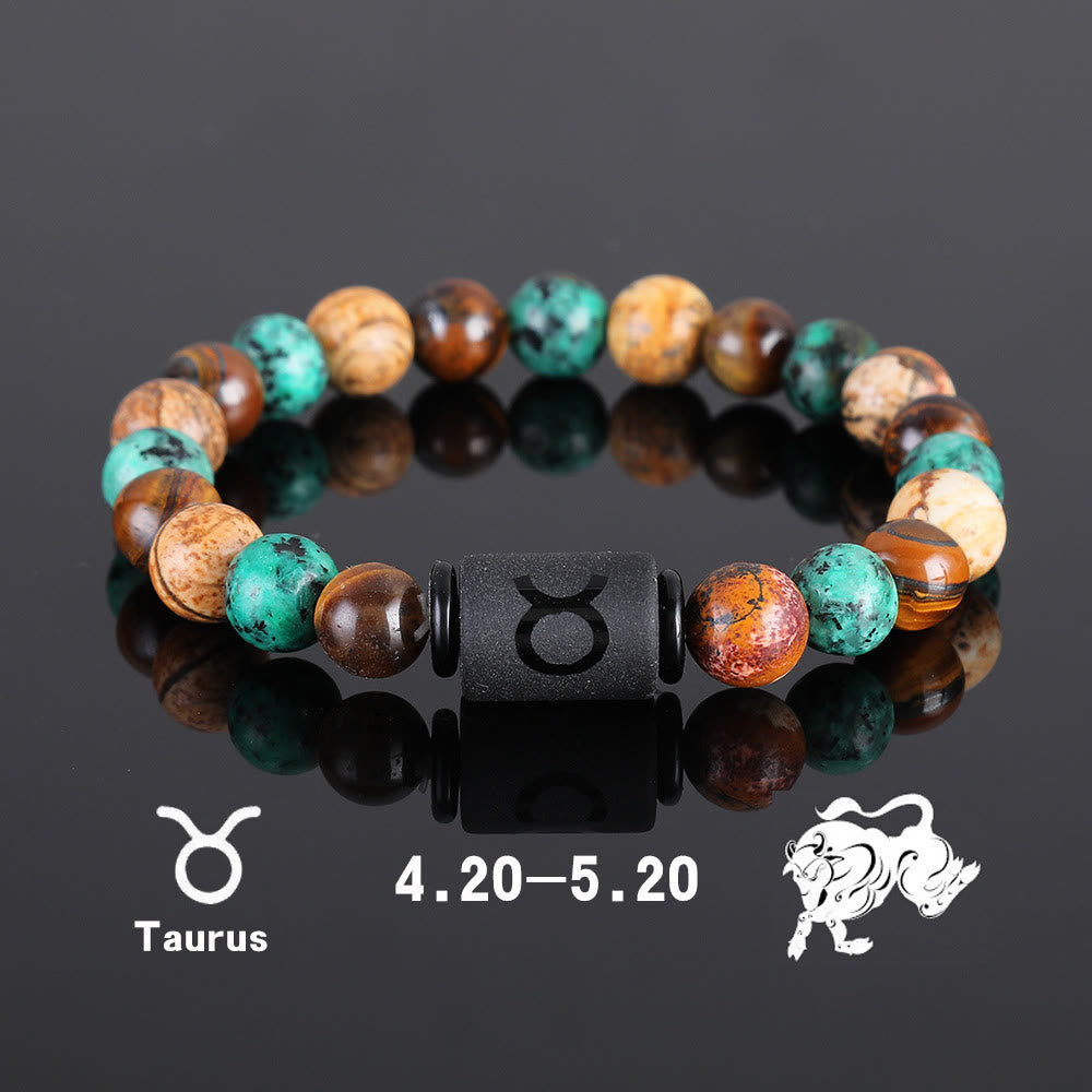 Olivenorma Tiger Eye Bronzite Beaded Zodiac Pendant Bracelet - Taurus - image 2