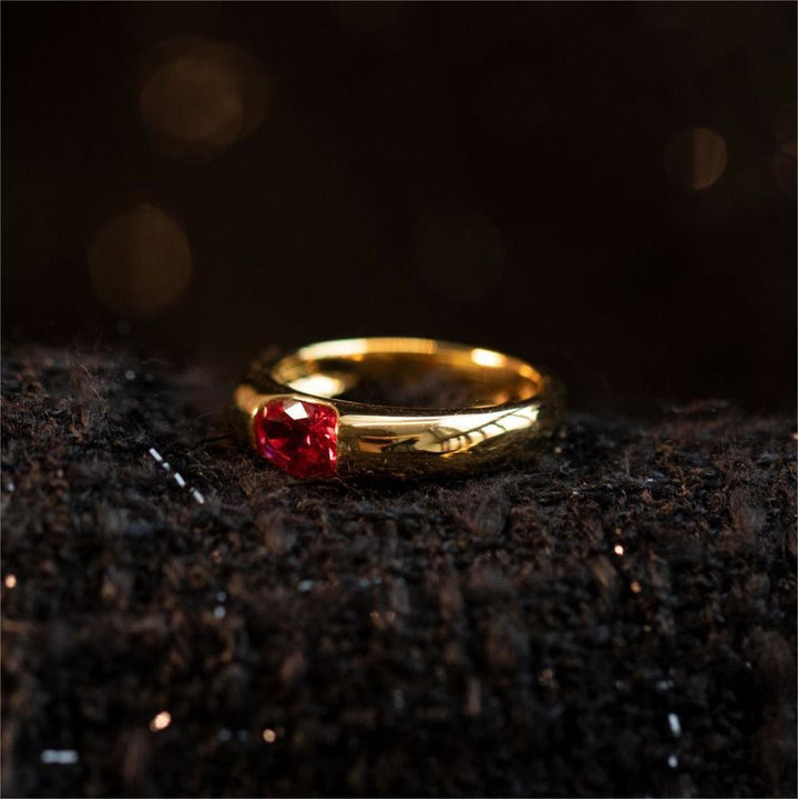 Olivenorma Garnet Gold Plated Minimalist Luxury Ring - image 10
