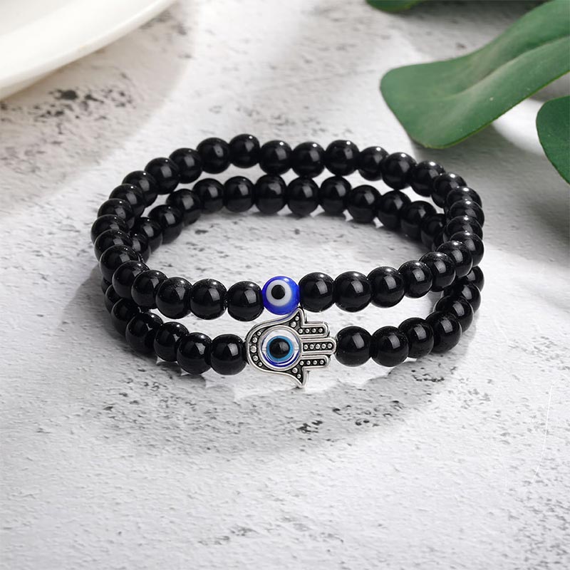  Olivenorma Evil Eye With Hamsa Protection Bracelet - Obsidian - image 3