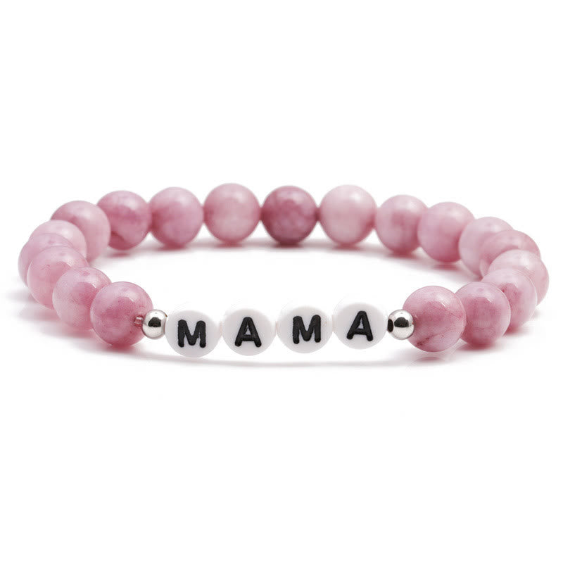 Olivenorma Engraving Mom Mama Natural Stone Beaded Bracelet - Rose Quartz&MAMA - image 3