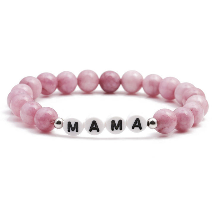 Olivenorma Engraving Mom Mama Natural Stone Beaded Bracelet - Rose Quartz&MAMA - image 3