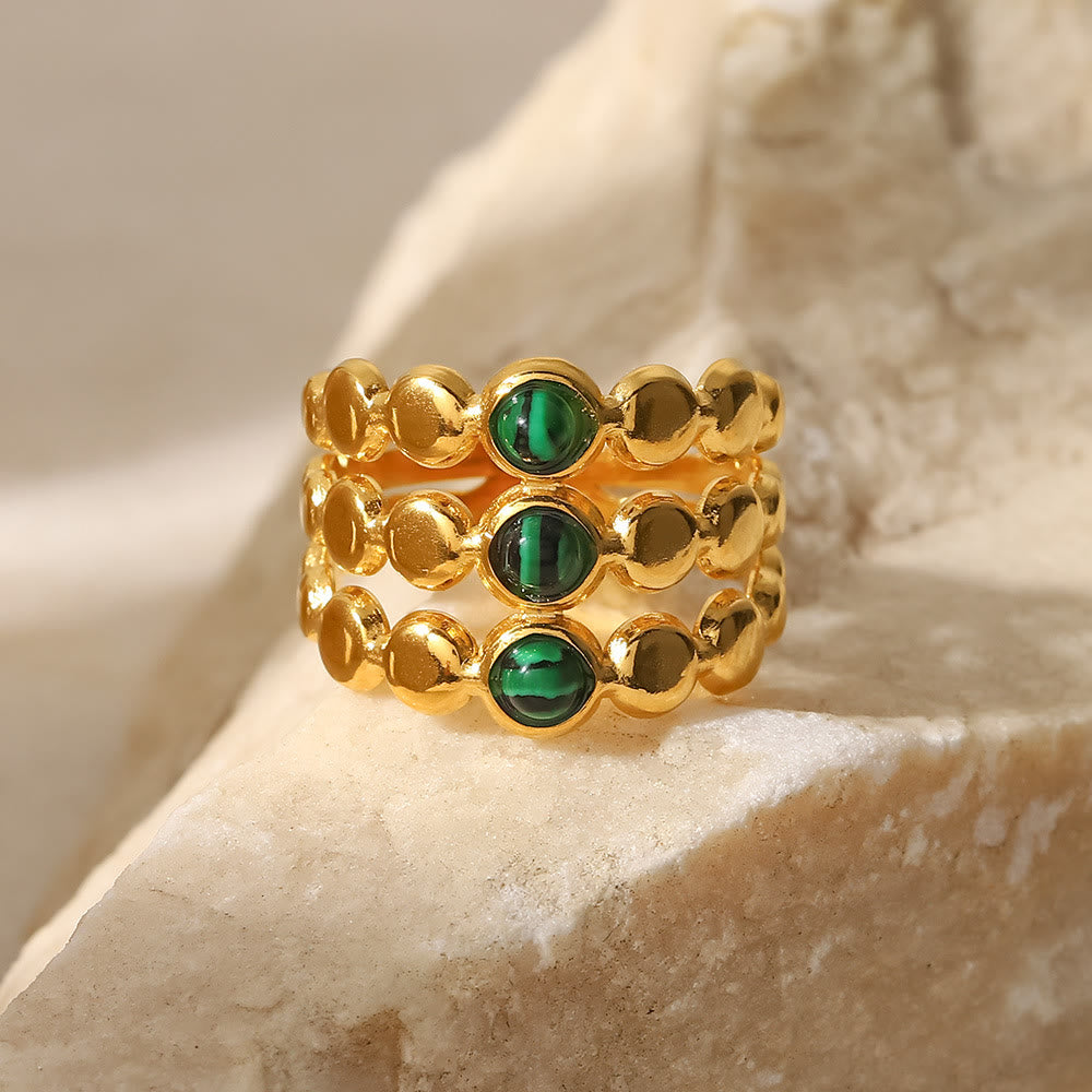 Olivenorma Gold Green Natural Malachite Open Ring Set - image 5