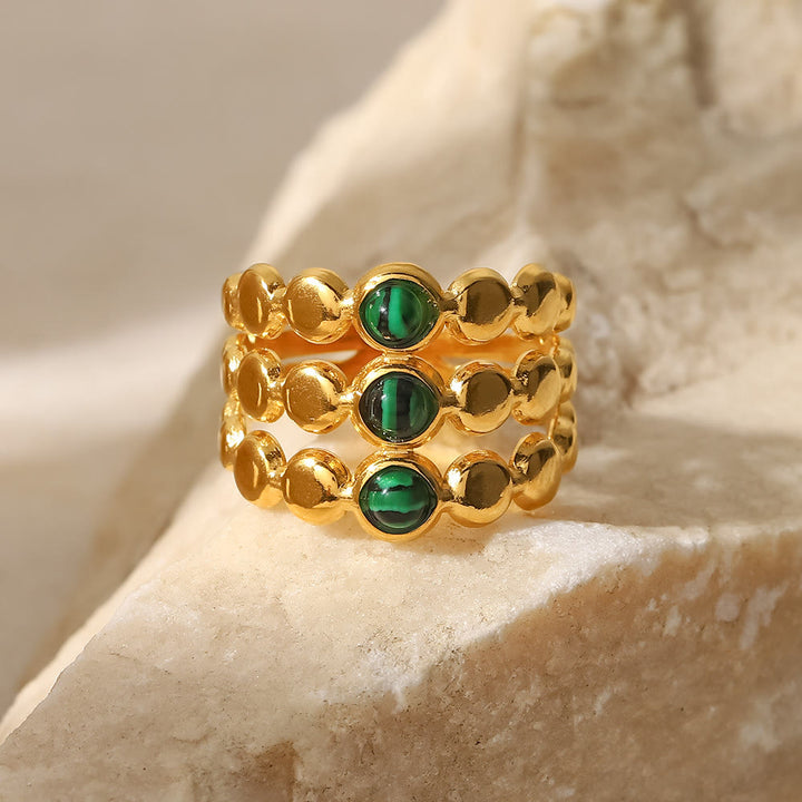 Olivenorma Gold Green Natural Malachite Open Ring Set - image 5