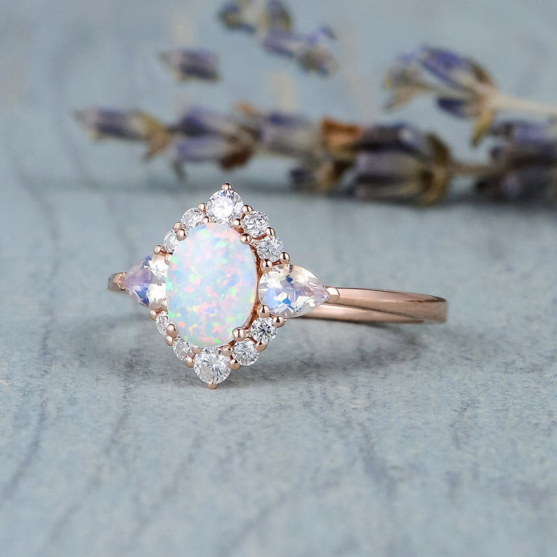 Olivenorma Opal Moonstone White Zircon Womens Ring - image 3