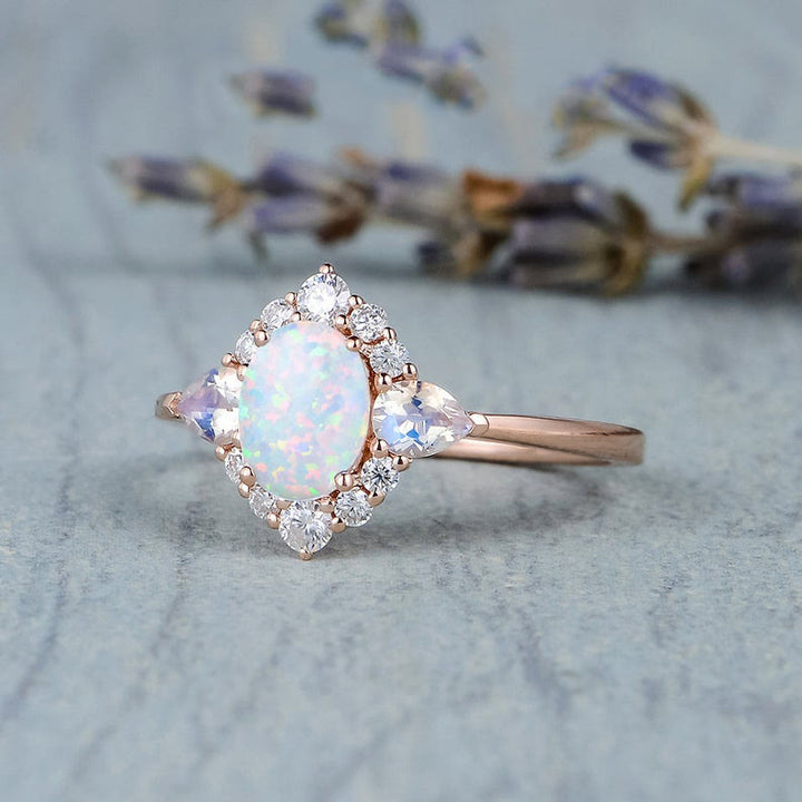Olivenorma Opal Moonstone White Zircon Womens Ring - image 3