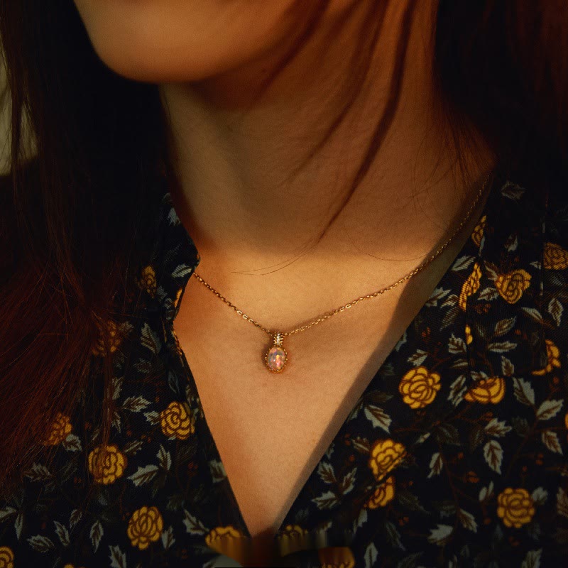 Olivenorma Opal Yellow Golden Ring Necklace - image 2
