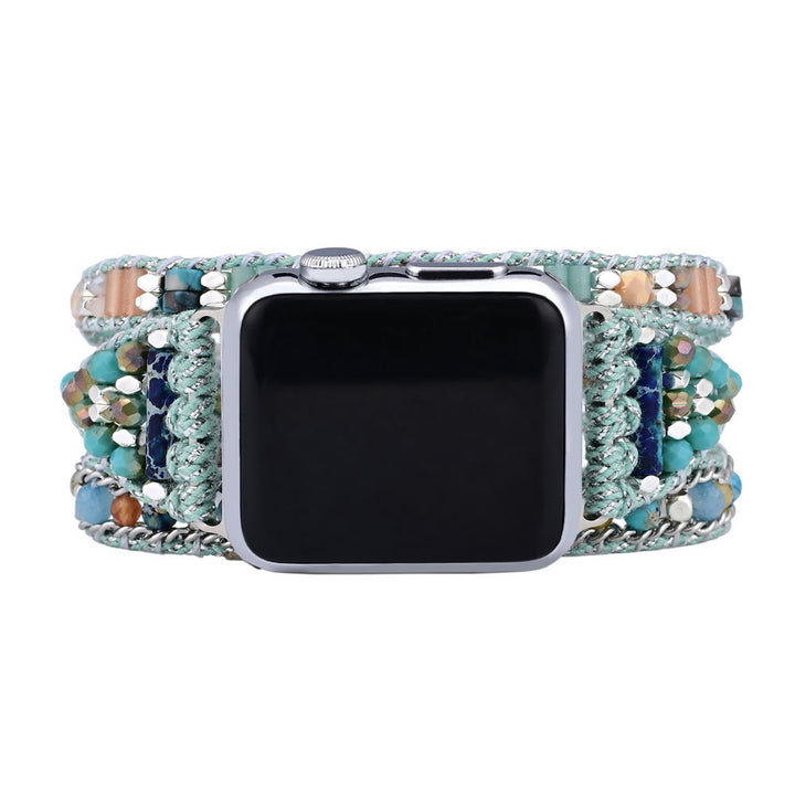 Olivenorma Mint Teal Crystal Beaded Apple Watch Strap - image 4