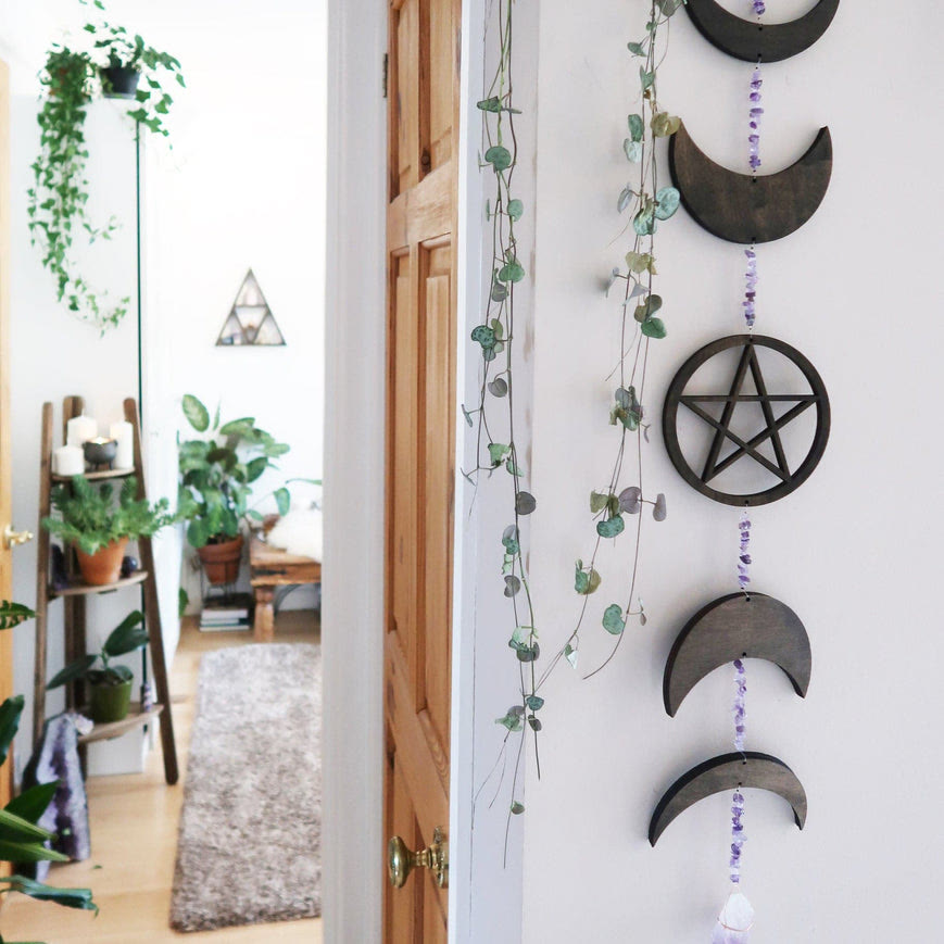 Olivenorma Amethyst Gravel Pentagram Moon Phase Wall Decor - image 1