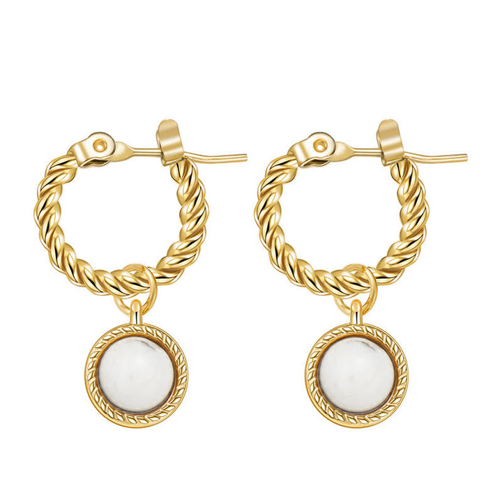 Olivenorma Natural White Turquoise Sun Moon Star Pendant Earrings - White Turquoise - image 6