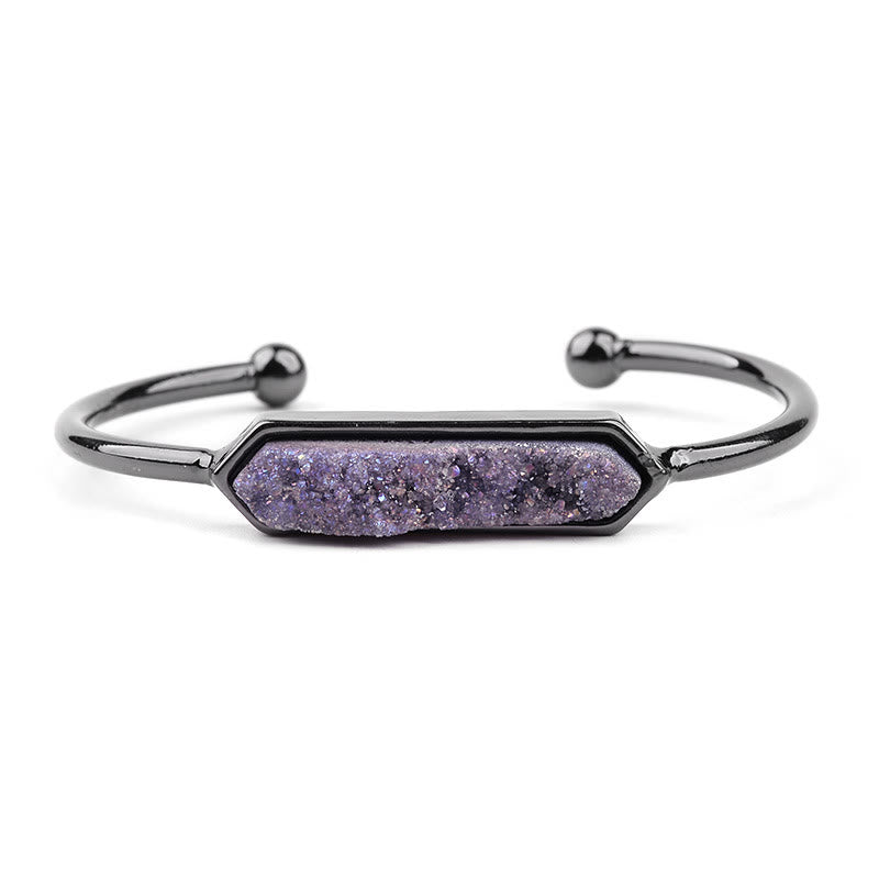 Olivenorma Natural Crystal Cluster Metal Copper Cuff Bracelet - Amethyst - Black - image 40