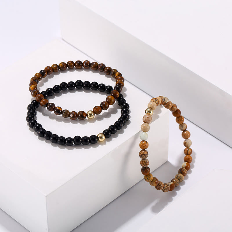 Olivenorma 6mm Onyx & Tiger Eye Stone Accessories Beads Bracelet - image 1