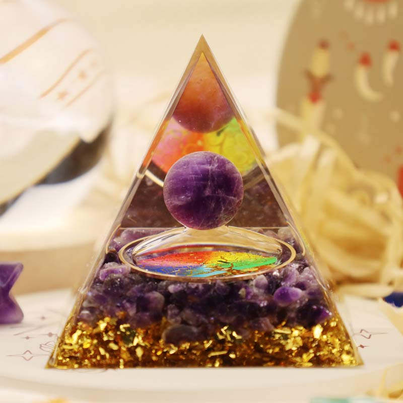 Olivenorma Amethyst Tree Of Life Orgone Pyramid - image 1