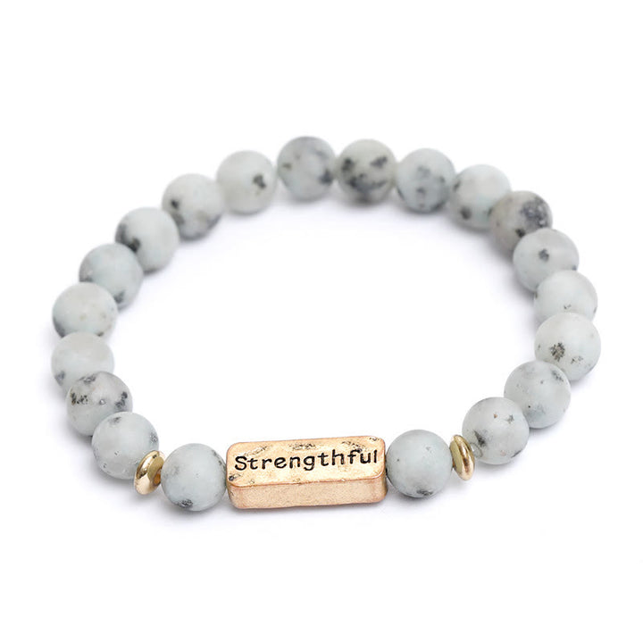 Olivenorma Natural Gemstone Strengthful Engraving Bracelet - Grey Emperor Stone - image 4
