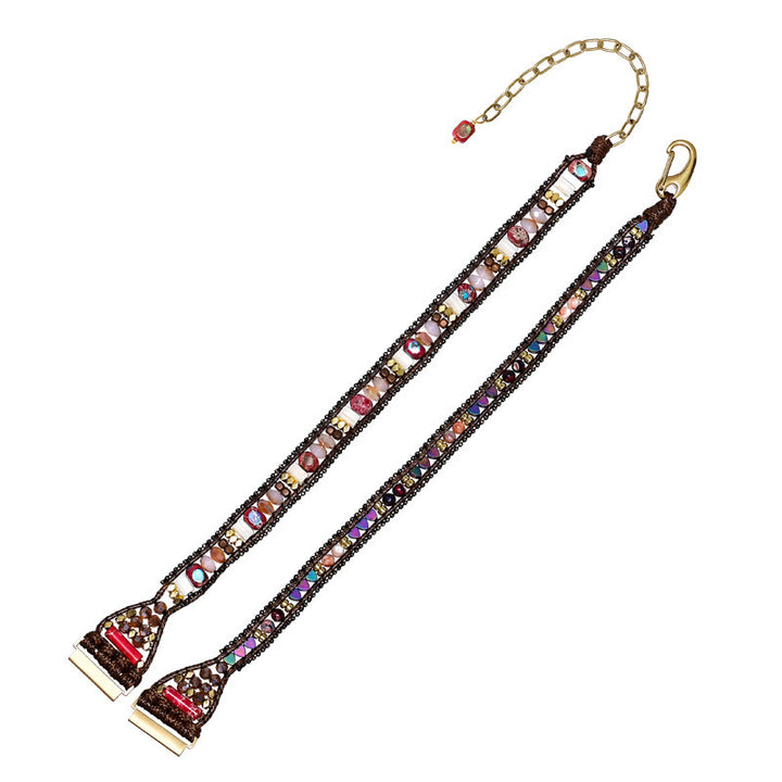 Olivenorma Crystal Beaded Brown Braided Samsung Strap Bracelet - image 4