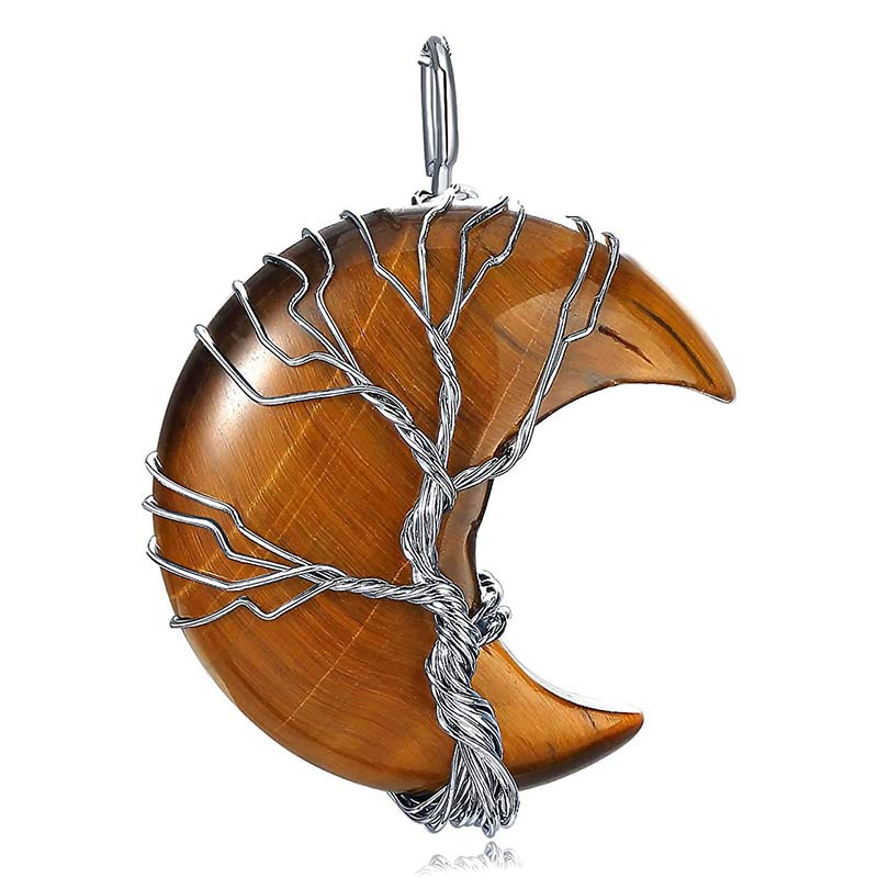 Olivenorma Natural Crystal Moon Necklace - Tiger Eye - image 17