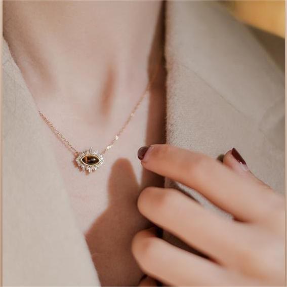 Olivenorma Natural Tiger Eye Palace Style Clavicle Necklace - image 2