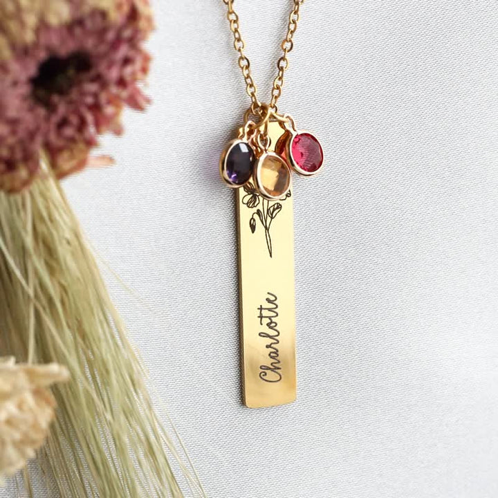 Olivenorma Personalized Birth Flower & Birthstone with Name Jewelry Necklace - image 6
